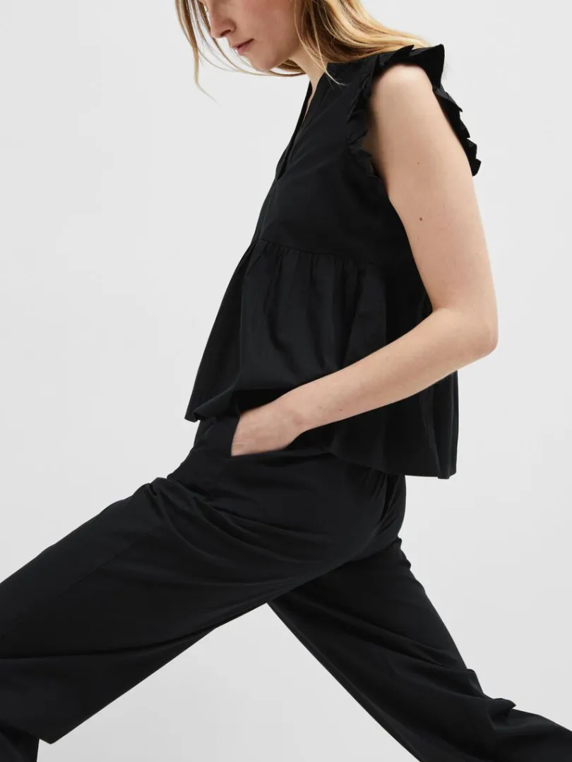 flset_top_2.webp Toppe Og Bluser>SELECTED FLÆSET TOP Black