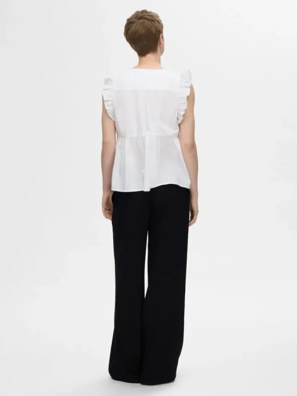 Toppe Og Bluser>SELECTED FLÆSET TOP White