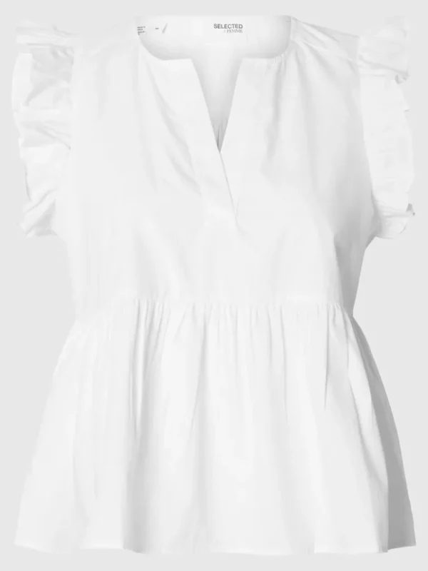 Toppe Og Bluser>SELECTED FLÆSET TOP White