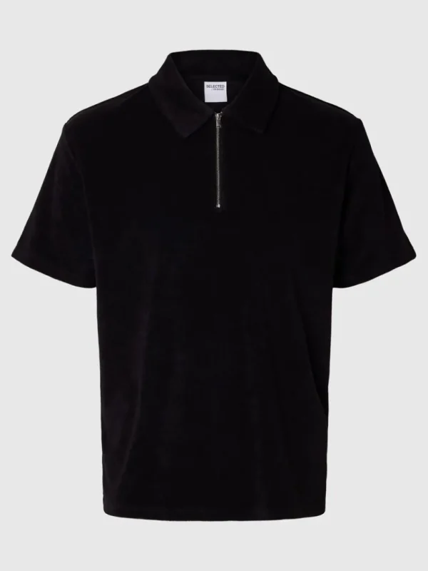Poloer>SELECTED FROTTÉ POLO Black