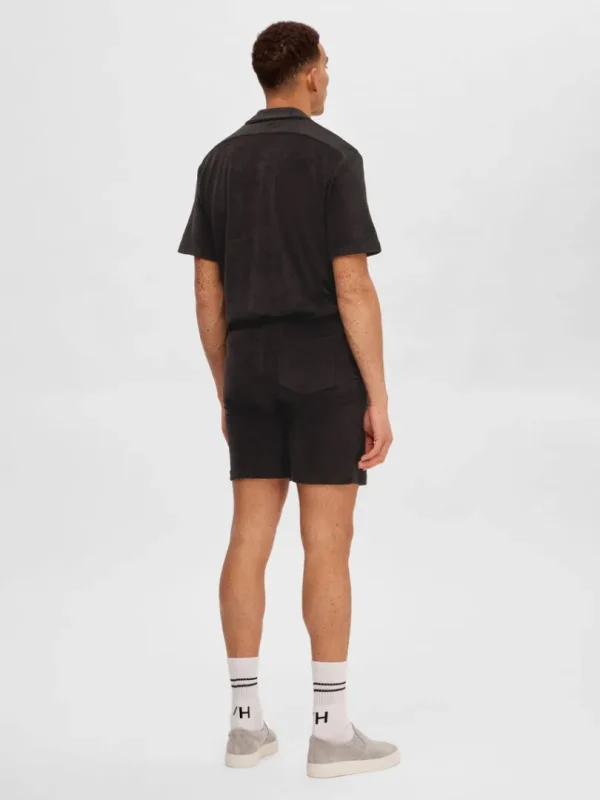 Shorts>SELECTED FROTTÉ SHORTS Black