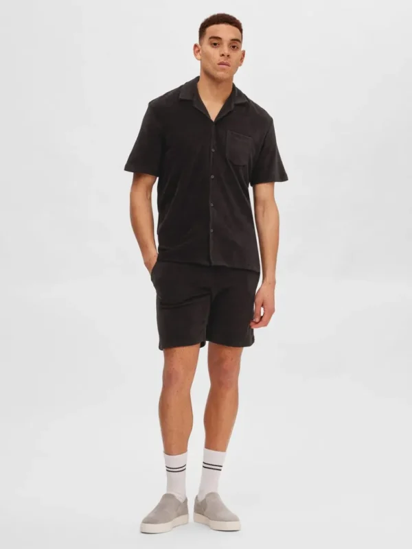 Shorts>SELECTED FROTTÉ SHORTS Black