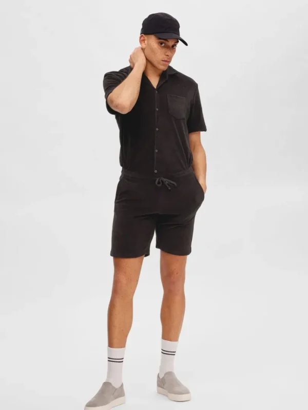 Shorts>SELECTED FROTTÉ SHORTS Black