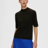 T-shirts | Toppe Og Bluser>SELECTED GLIMMER STRIKKET TOP Black