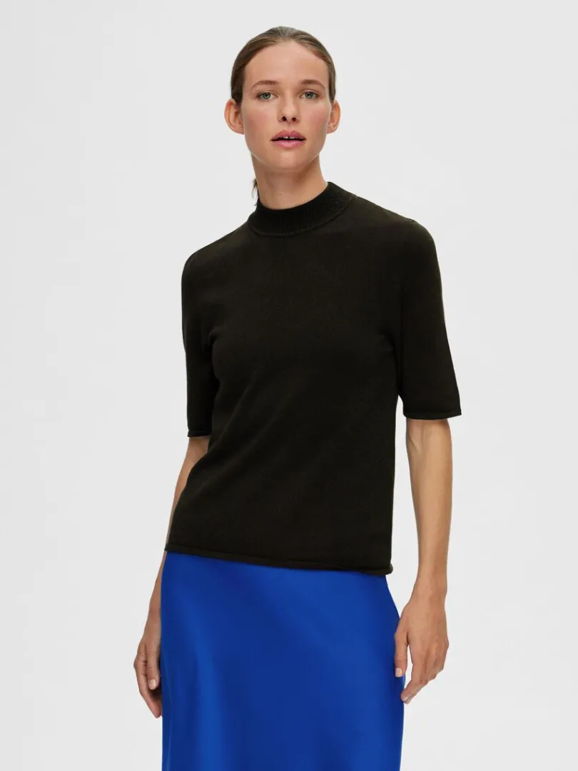 glimmer_strikket_top_0-3.webp T-shirts | Toppe Og Bluser>SELECTED GLIMMER STRIKKET TOP Black