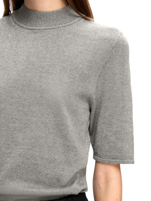 T-shirts | Toppe Og Bluser>SELECTED GLIMMER STRIKKET TOP Grey
