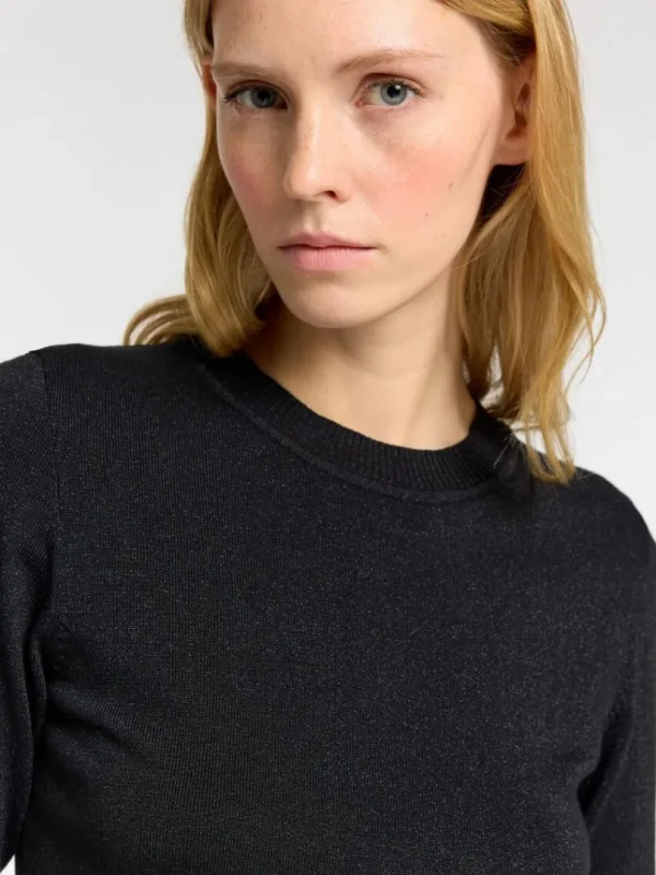 Strik | Toppe Og Bluser>SELECTED GLIMMER STRIKKET TOP Black