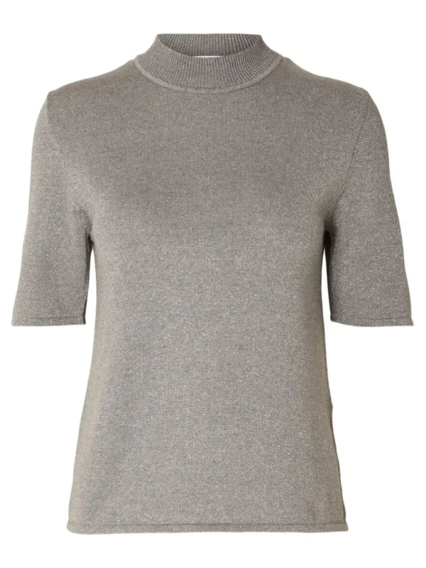 T-shirts | Toppe Og Bluser>SELECTED GLIMMER STRIKKET TOP Grey