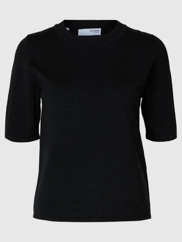 Strik | Toppe Og Bluser>SELECTED GLIMMER STRIKKET TOP Black