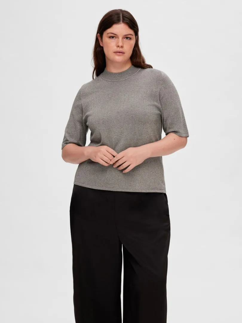 glimmer_strikket_top_6-1.webp T-shirts | Toppe Og Bluser>SELECTED GLIMMER STRIKKET TOP Grey