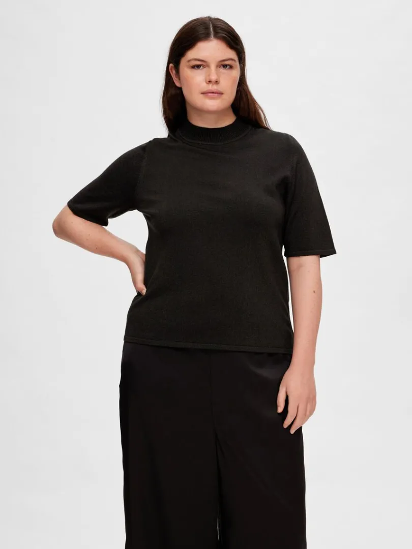 glimmer_strikket_top_6.webp T-shirts | Toppe Og Bluser>SELECTED GLIMMER STRIKKET TOP Black