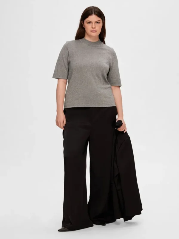T-shirts | Toppe Og Bluser>SELECTED GLIMMER STRIKKET TOP Grey
