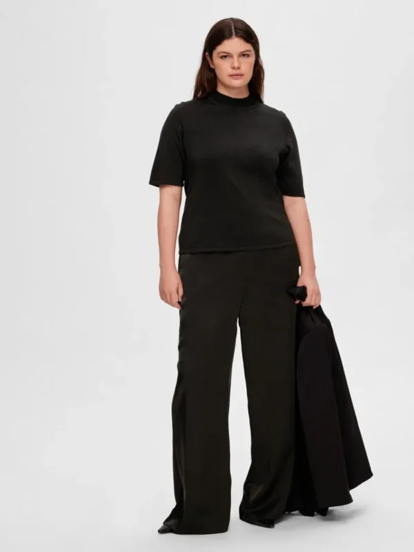 T-shirts | Toppe Og Bluser>SELECTED GLIMMER STRIKKET TOP Black