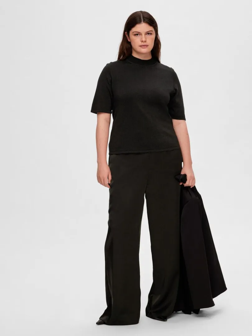 glimmer_strikket_top_7.webp T-shirts | Toppe Og Bluser>SELECTED GLIMMER STRIKKET TOP Black
