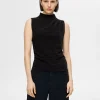 Toppe Og Bluser>SELECTED GLIMMER TOP UDEN ÆRMER Black