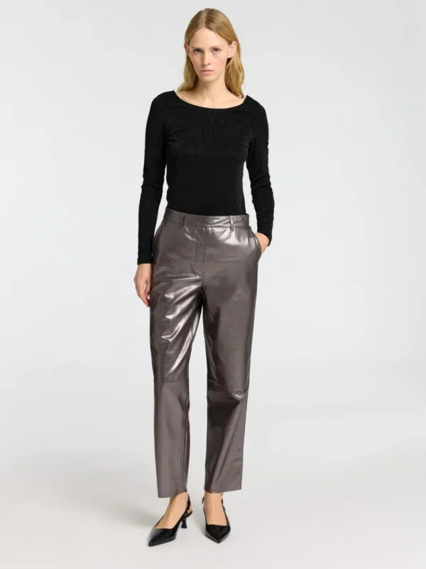 Toppe Og Bluser>SELECTED GLITRENDE TOP MED LANGE ÆRMER Black