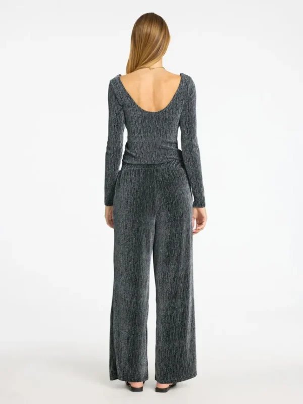 Toppe Og Bluser>SELECTED GLITRENDE TOP MED LANGE ÆRMER Black