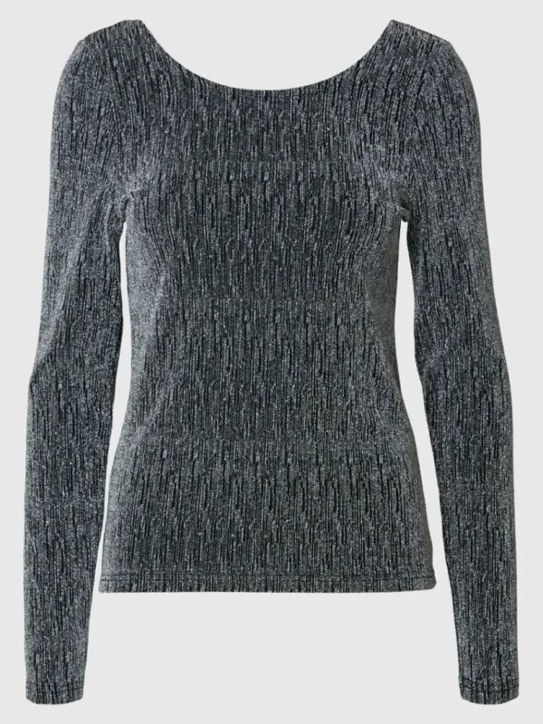 Toppe Og Bluser>SELECTED GLITRENDE TOP MED LANGE ÆRMER Black