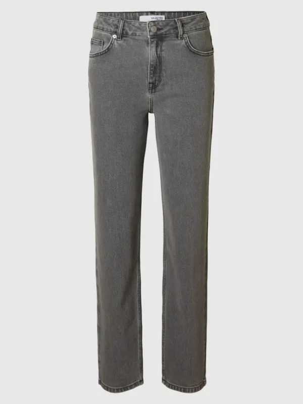 Jeans>SELECTED GRÅ STRAIGHT FIT JEANS Grey