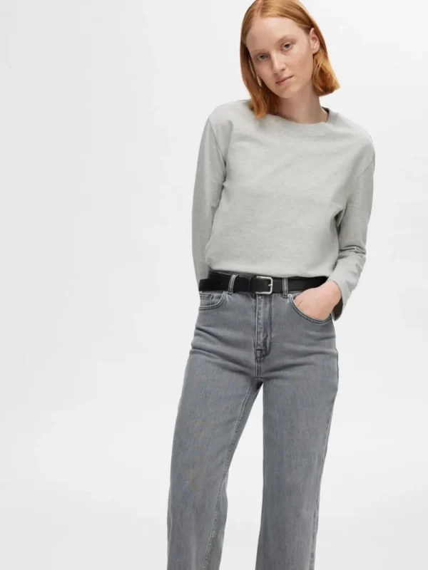 Jeans>SELECTED GRÅ WIDE FIT JEANS Grey