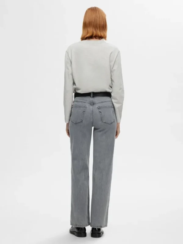 Jeans>SELECTED GRÅ WIDE FIT JEANS Grey