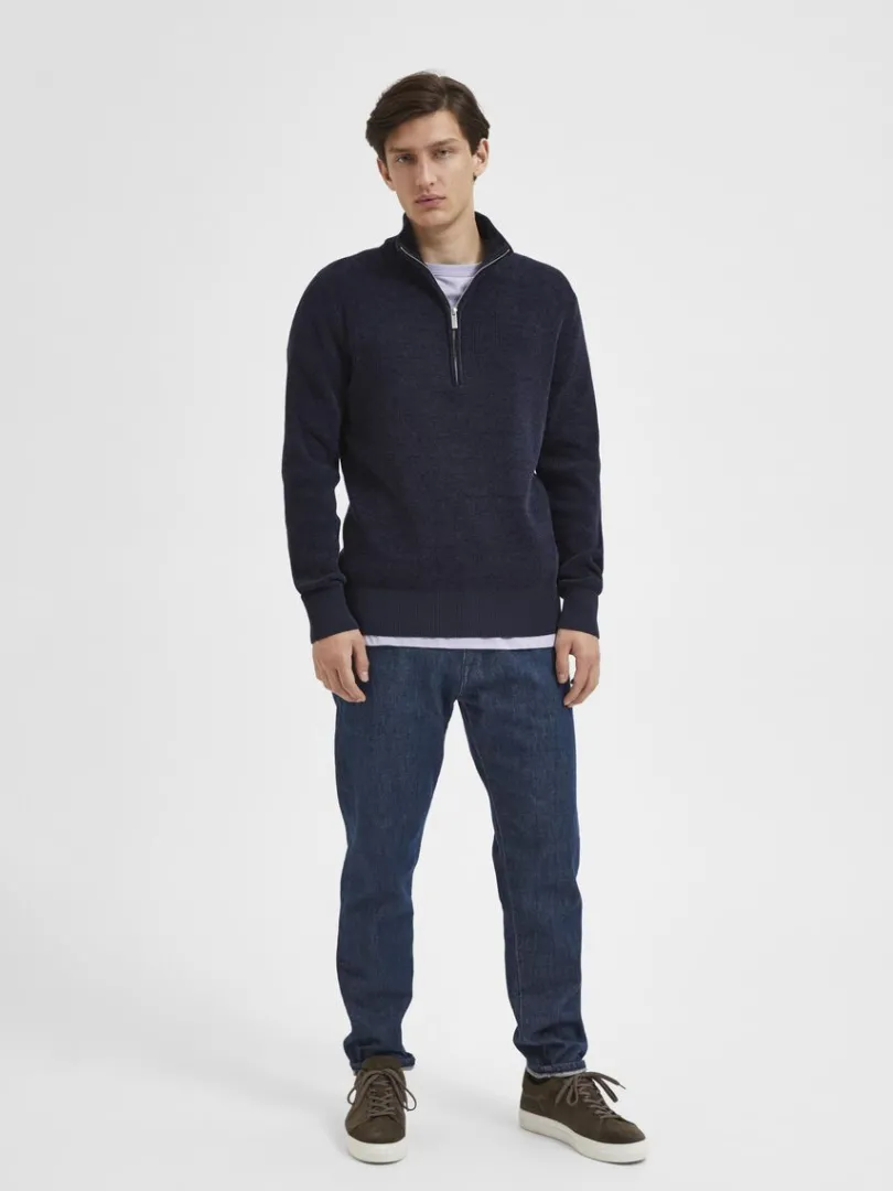 half_zip_pullover_1-2.webp Strik>SELECTED HALF ZIP PULLOVER Blue