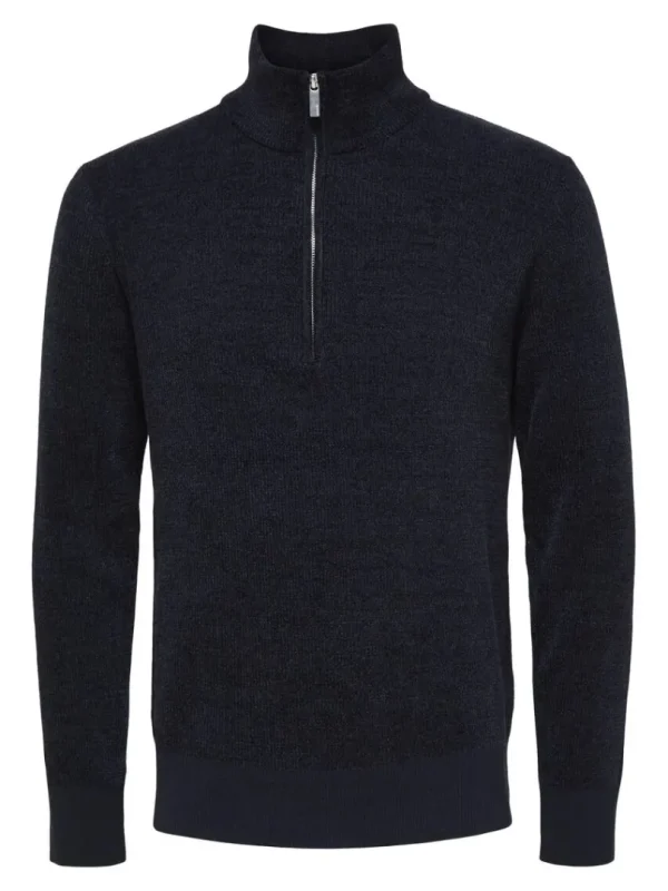 Strik>SELECTED HALF ZIP PULLOVER Blue