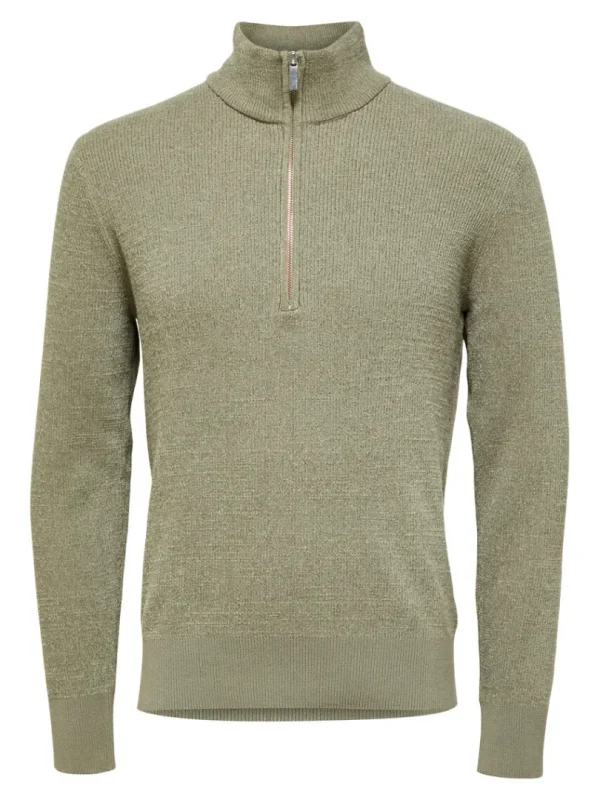 Strik>SELECTED HALF ZIP PULLOVER Green