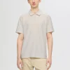 Poloer>SELECTED HALV LYNLÅS PLISSÉ POLO Beige