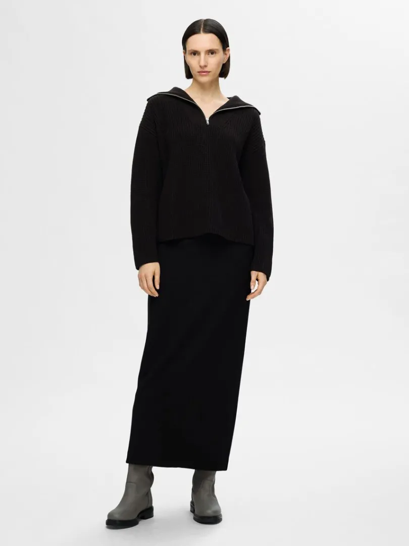 halv_lynls_pullover_1.webp Strik>SELECTED HALV LYNLÅS PULLOVER Black