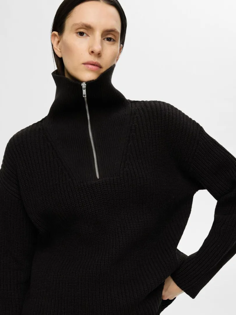 halv_lynls_pullover_2.webp Strik>SELECTED HALV LYNLÅS PULLOVER Black