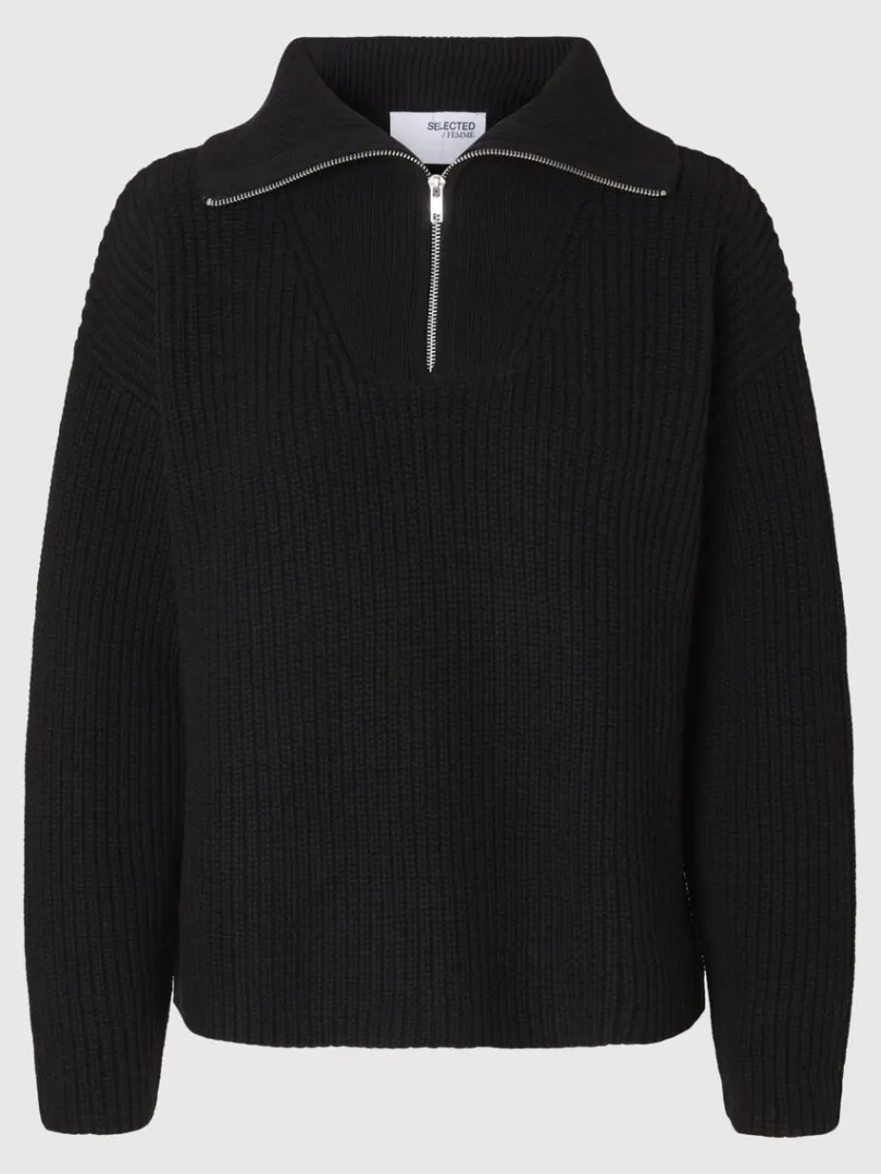 halv_lynls_pullover_5.webp Strik>SELECTED HALV LYNLÅS PULLOVER Black