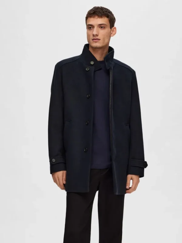 Overtøj>SELECTED HIGH NECK FRAKKE Blue