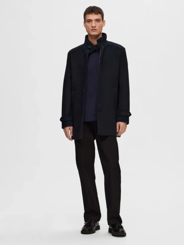 Overtøj>SELECTED HIGH NECK FRAKKE Blue
