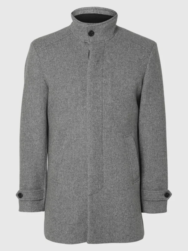 Overtøj>SELECTED HIGH NECK FRAKKE Grey