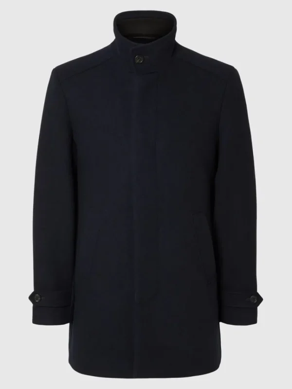 Overtøj>SELECTED HIGH NECK FRAKKE Blue