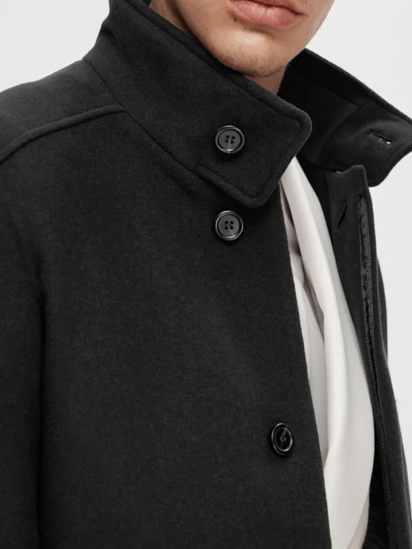 Overtøj>SELECTED HIGH NECK FRAKKE Black