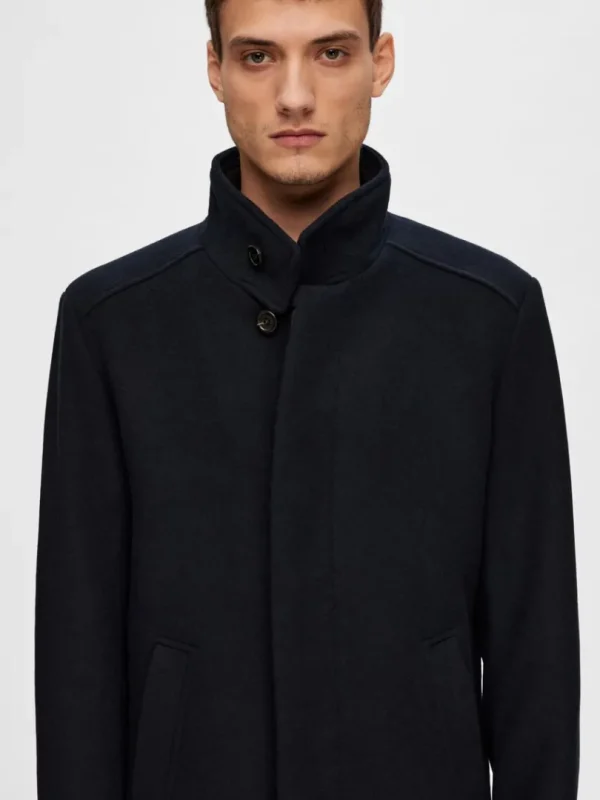 Overtøj>SELECTED HIGH NECK FRAKKE Blue