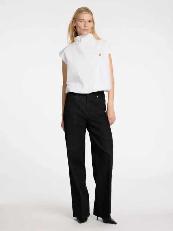 Toppe Og Bluser>SELECTED HIGH NECK KORT TOP White