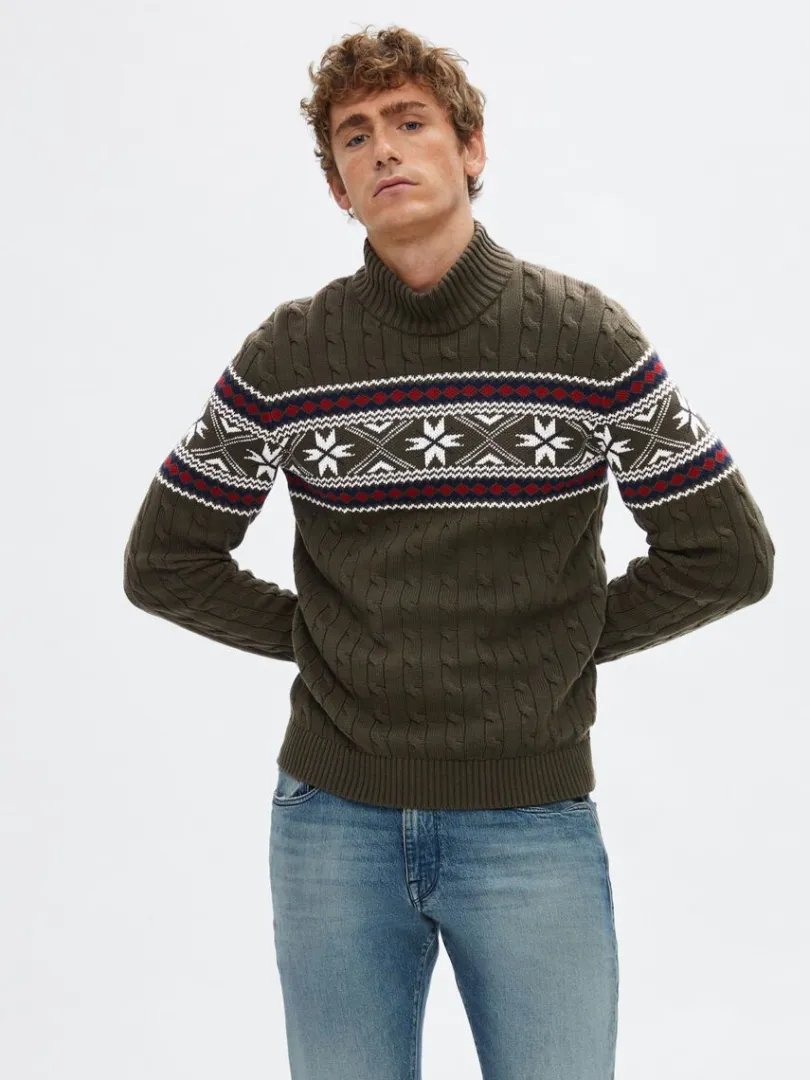 hj_hals_julesweater_0-2.webp Strik>SELECTED - HØJ HALS JULESWEATER Green