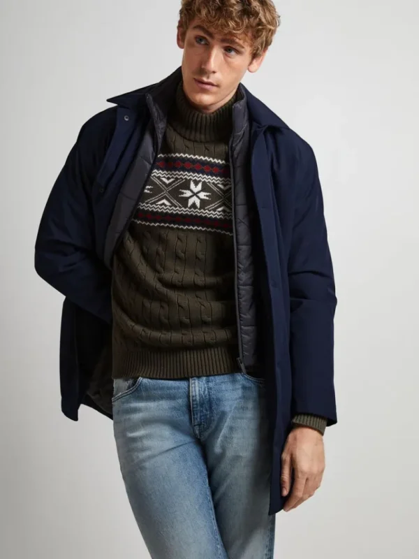 Strik>SELECTED - HØJ HALS JULESWEATER Green