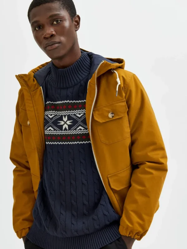 Strik>SELECTED - HØJ HALS JULESWEATER Blue
