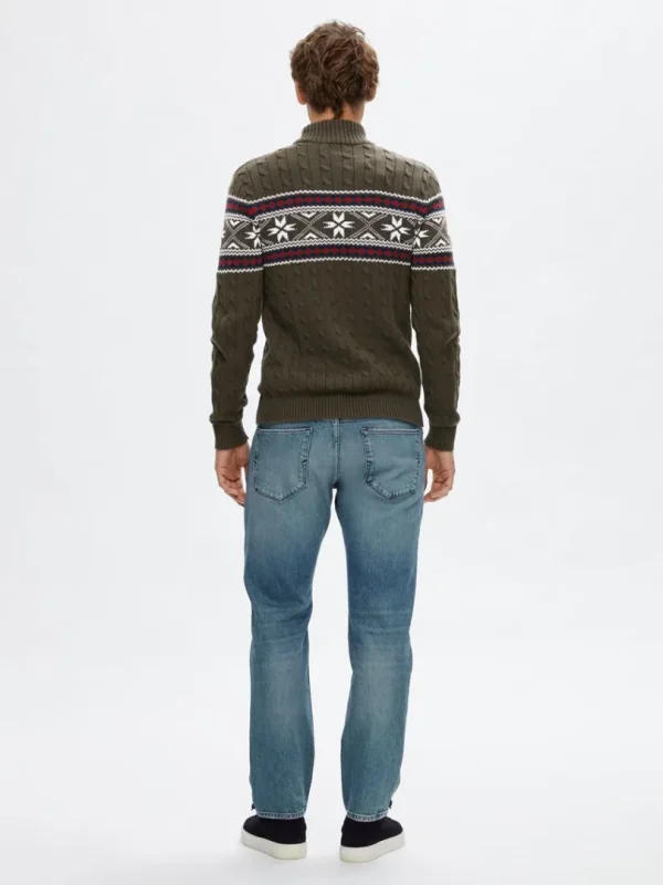 Strik>SELECTED - HØJ HALS JULESWEATER Green