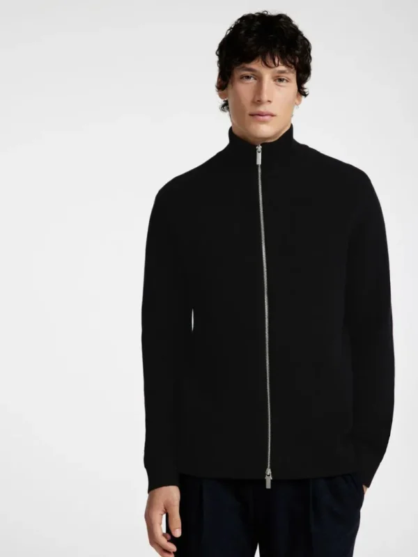 Strik>SELECTED HØJ HALS MED LYNLÅS STRIKKET CARDIGAN Black