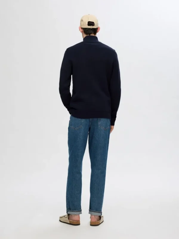 Strik>SELECTED HØJ HALS MED LYNLÅS STRIKKET CARDIGAN Blue