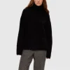 Strik>SELECTED HØJ HALS PULLOVER Black
