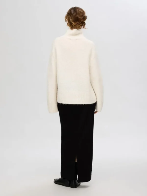 Strik>SELECTED HØJ HALS PULLOVER Beige