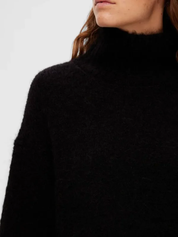 Strik>SELECTED HØJ HALS PULLOVER Black