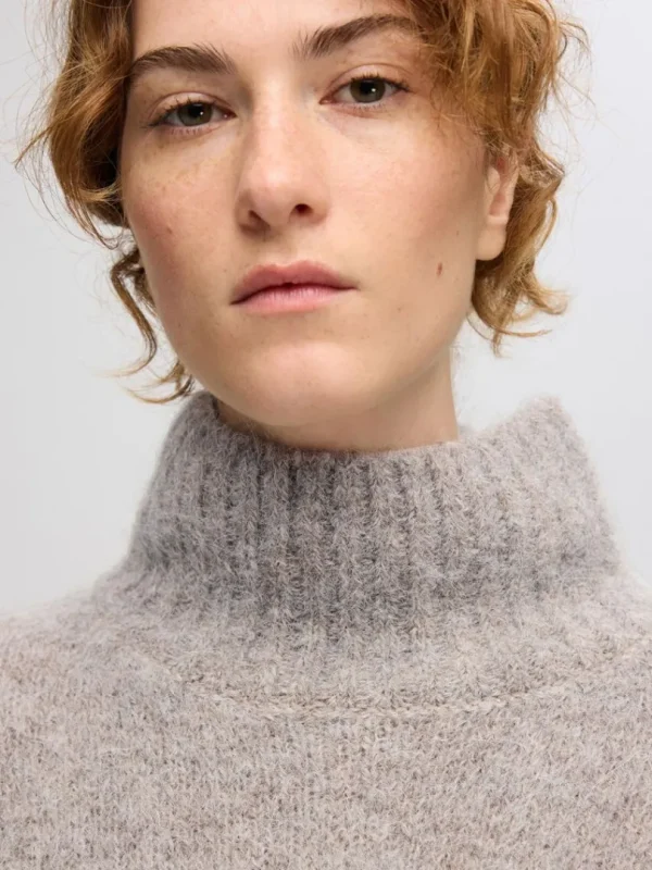 Strik>SELECTED HØJ HALS PULLOVER Grey