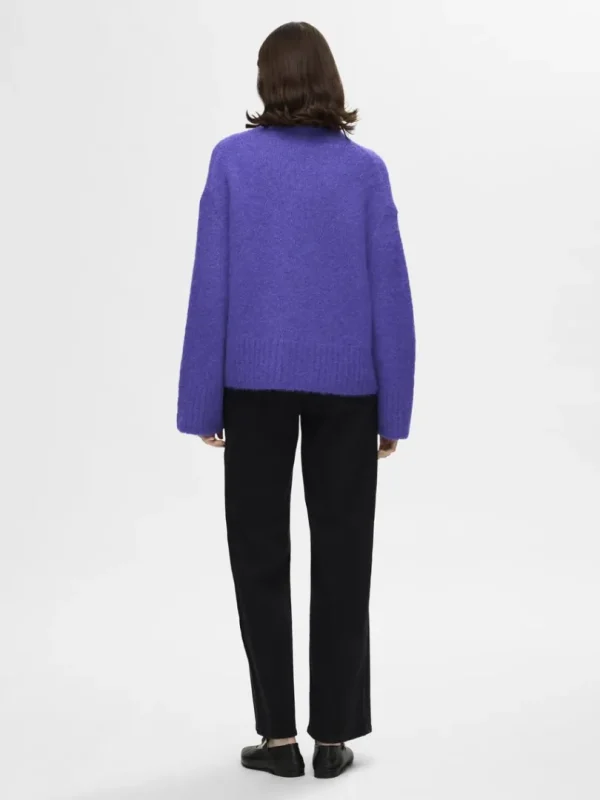 Strik>SELECTED HØJ HALS PULLOVER Purple